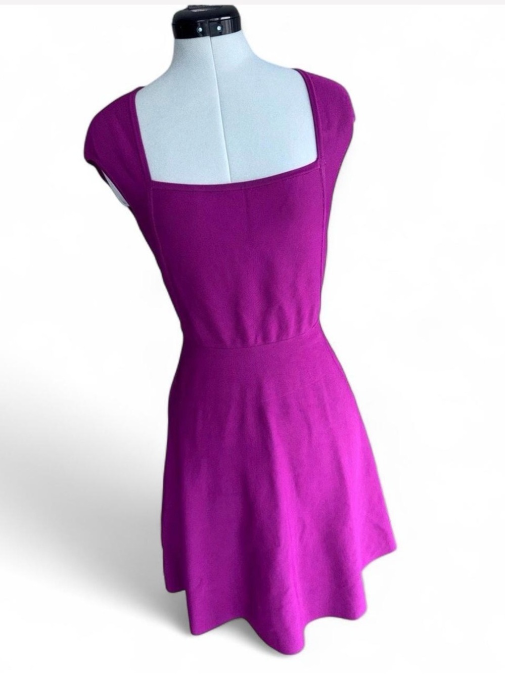 BCBGMaxAzria Magenta Square-Neck Fit & Flare Mini Dress